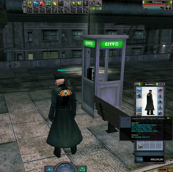 An operative beside a green-lit hardline phone booth on a quiet street at night.